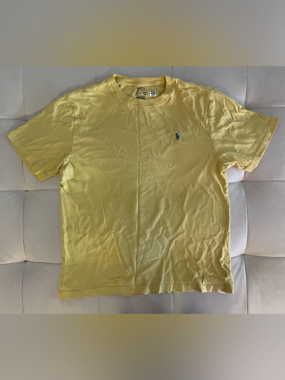 Boys Polo by Ralph Lauren butter Yellow Short-Sleeve Crew Tee w baby blue Logo